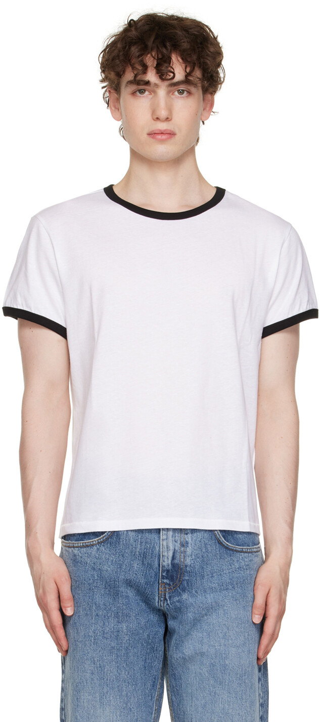 

Эксклюзивная белая футболка SSENSE Ringer Second/Layer