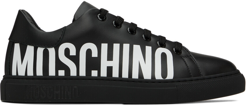 

Черные кожаные кроссовки Moschino