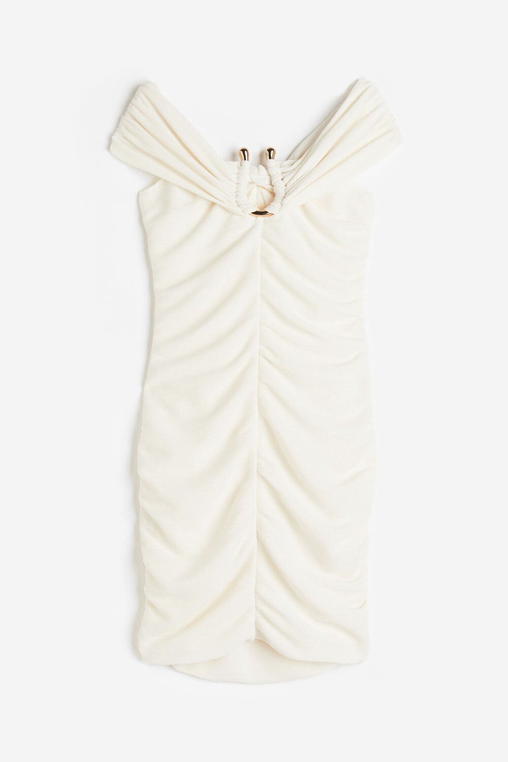 

Платье H&M Off-the-shoulder, кремовый, Бежевый