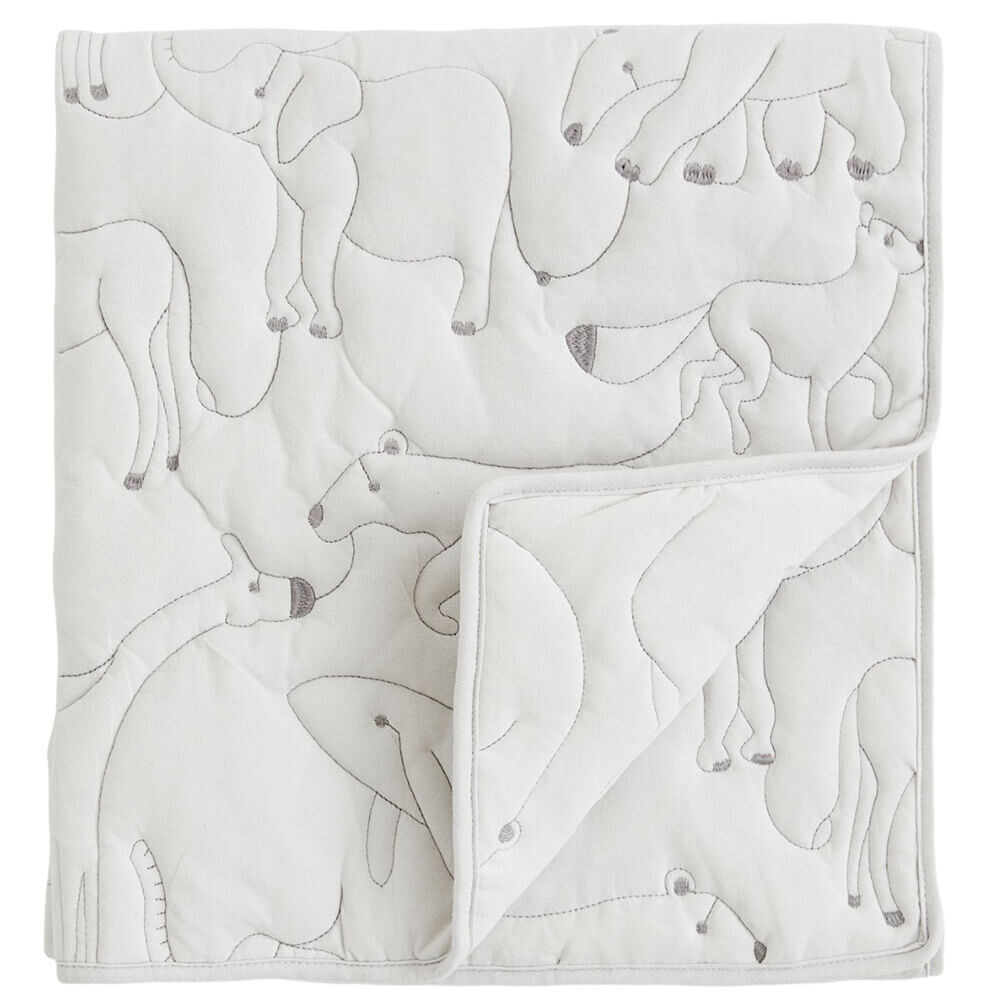 

Детское одеяло H&M Home Animals Quilted Cotton, светло-серый