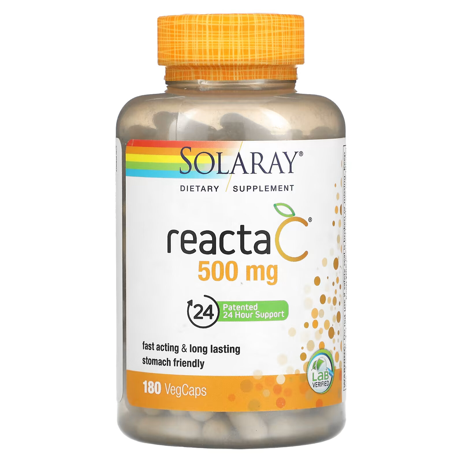 Solaray, Reacta-C, 500 мг, 180 вегетарианских капсул solaray reacta c 500 mg 120 vegetarian capsules