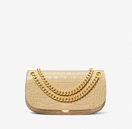 

Сумка-конверт с тиснением под крокодила Michael Kors Christie Crocodile Embossed Leather Envelope, бежевый