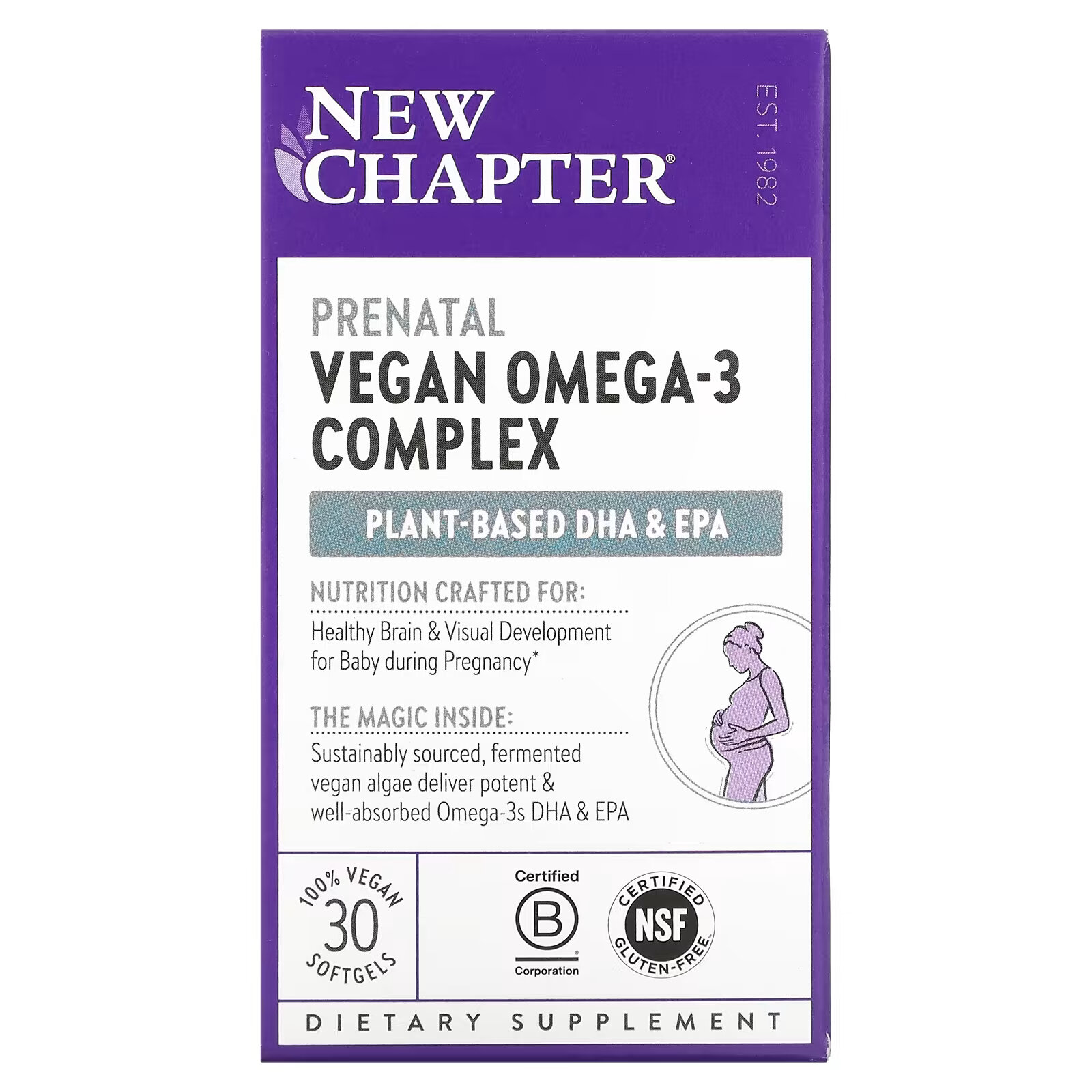 New Chapter, Веганский комплекс с омега-3 для беременных, 30 веганских капсул родиола new chapter rhodiola force 30 веганских капсул