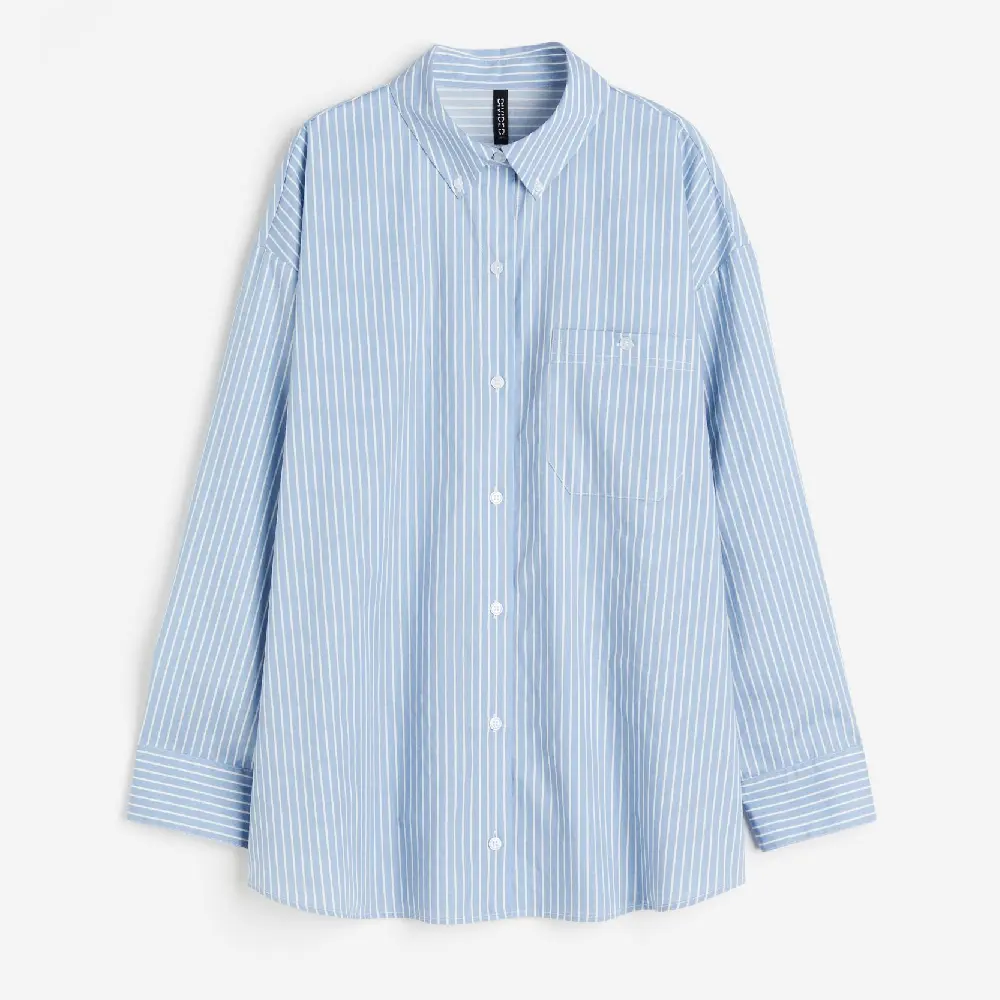 

Рубашка H&M Oversized Poplin, голубой