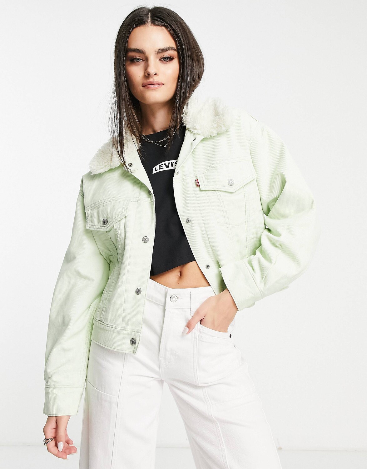 

Куртка Levi's из шерсти шалфея зеленого цвета, Зеленый