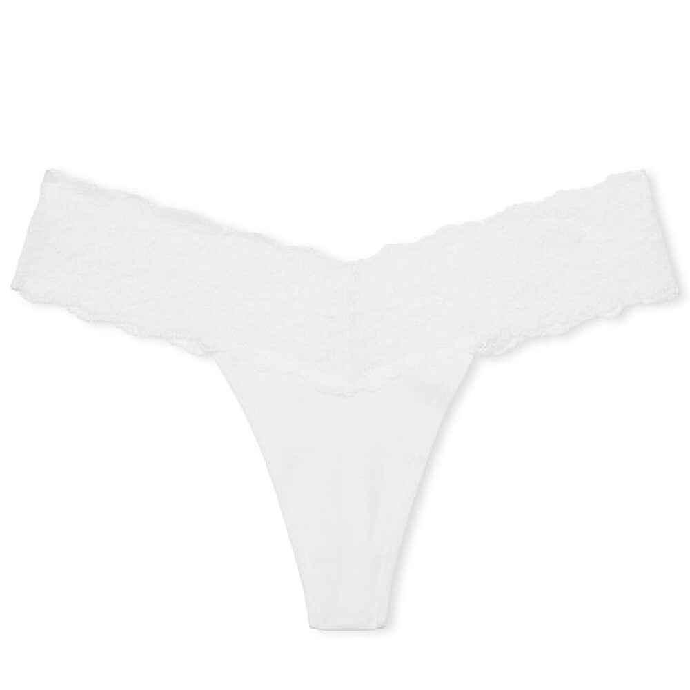 

Трусы Victoria's Secret The Lacie Lace-Waist Cotton Thong Classic Lace, белый