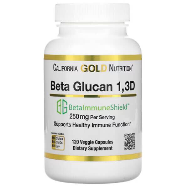 

Бета-глюкан 1,3D California Gold Nutrition 125 мг, 120 капсул