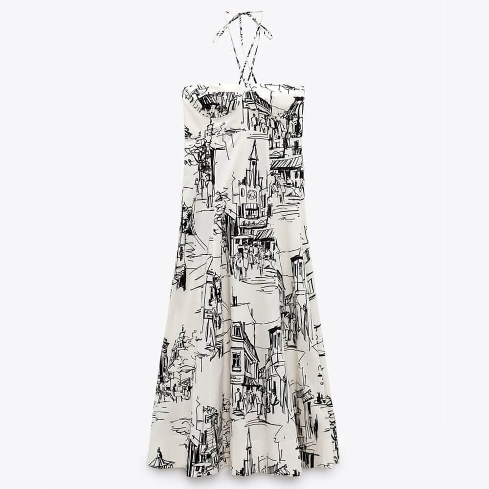 

Платье Zara Printed Midi, бежевый