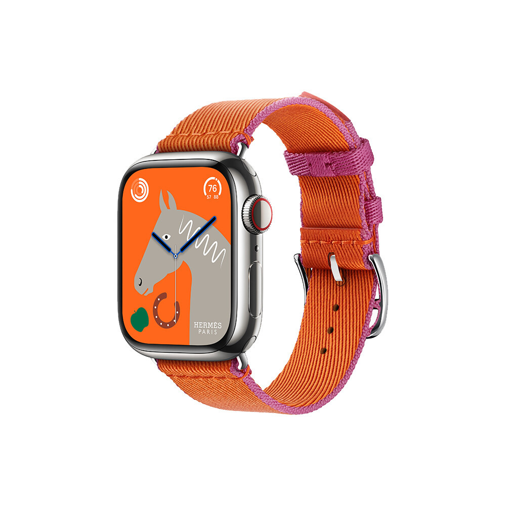 

Умные часы Apple Watch Series 9 Hermes (GPS + Cellular), 41мм, Silver Case/Orange/Rose Mexico Twill Jump, Серебристый