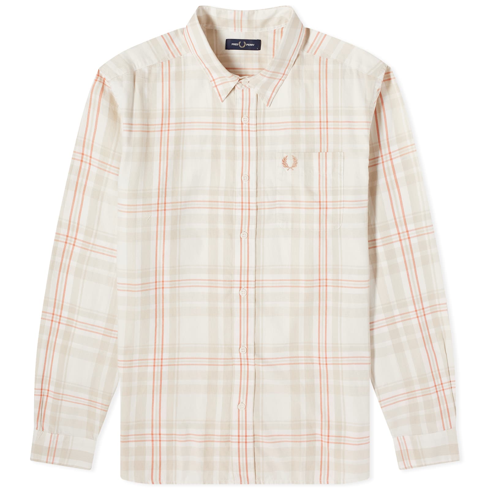 Рубашка Fred Perry Twill Tartan, экрю рубашка fred perry panel polo цвет whisky brown
