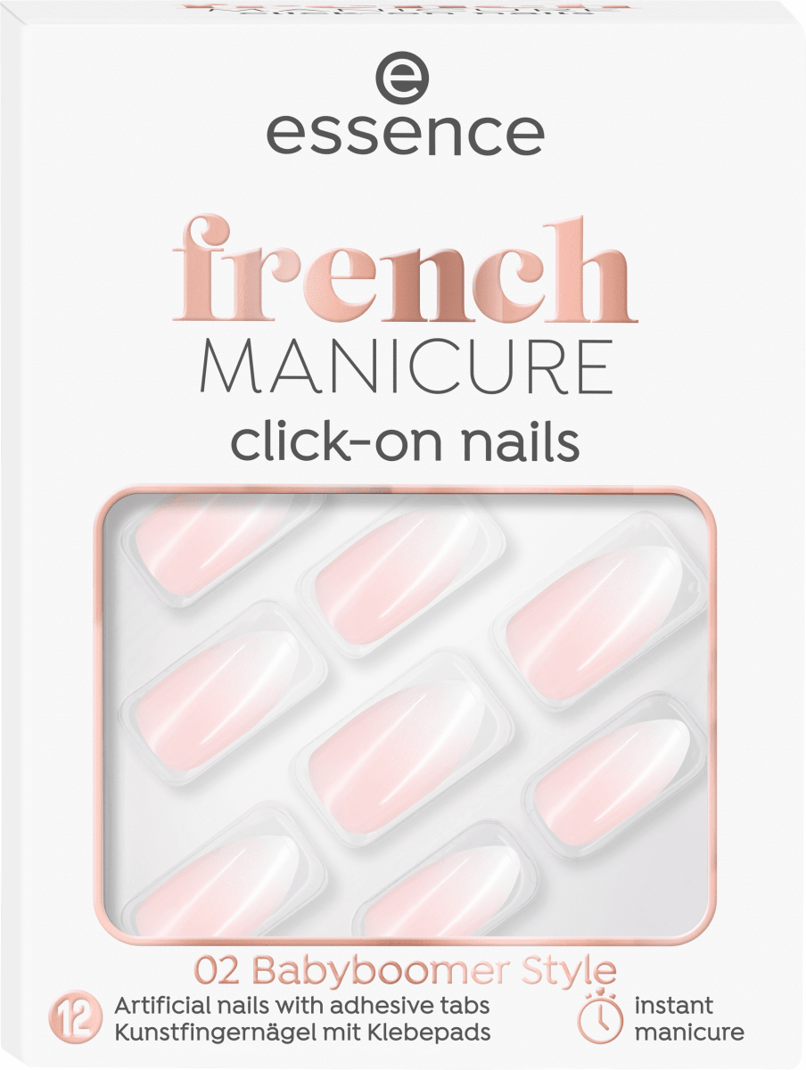 Накладные ногти French Manicure Click-On 02 Babyboomer Style 12 шт. essence цена и фото