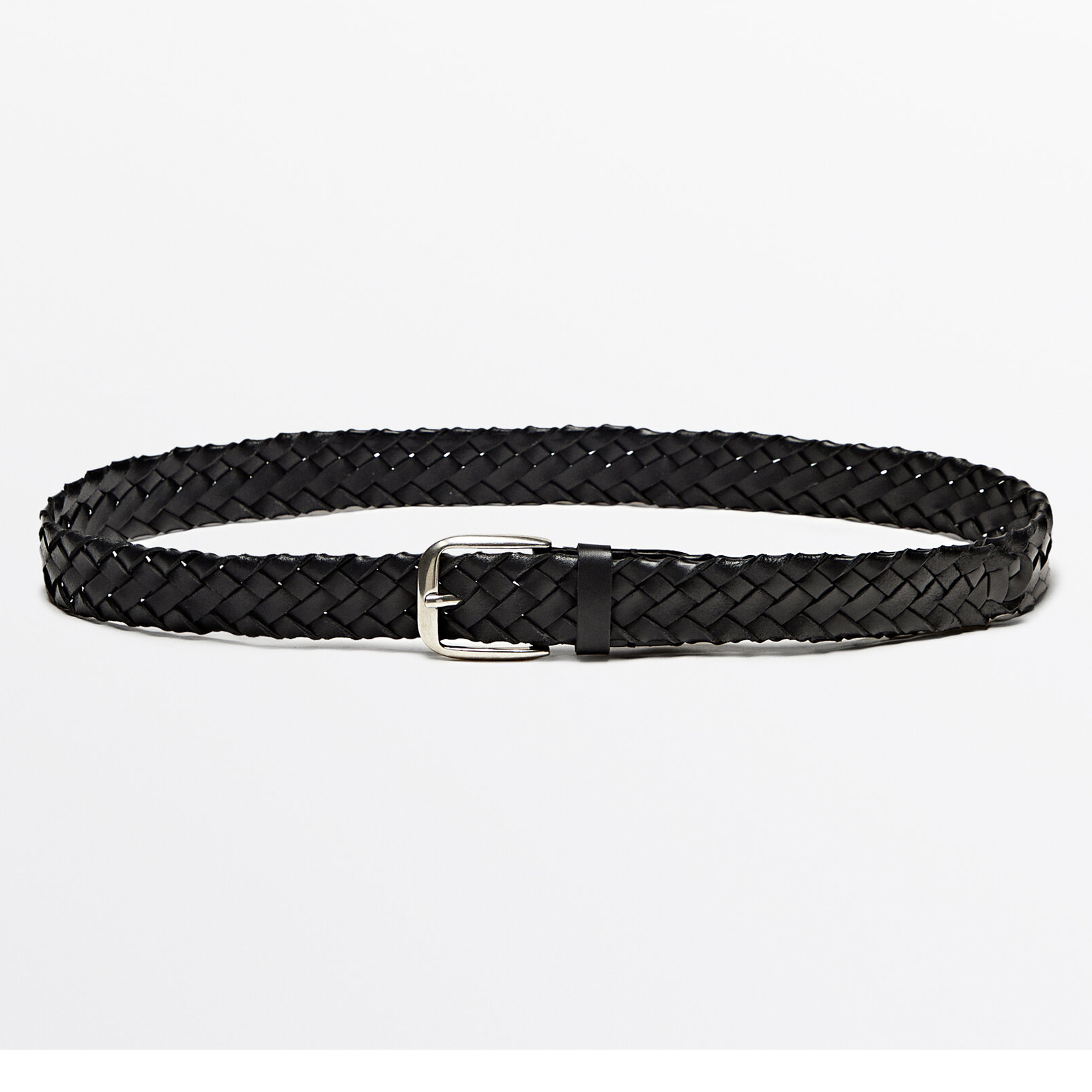 Ремень Massimo Dutti Braided Leather, черный ремень massimo dutti leather belt thin limited edition чёрный