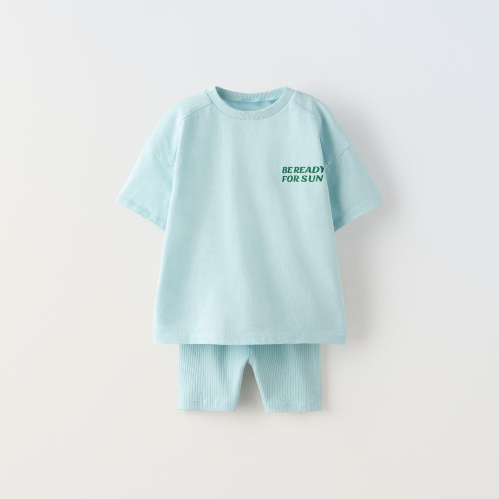 Комплект футболка + леггинсы Zara Linen, 2 предмета, голубой