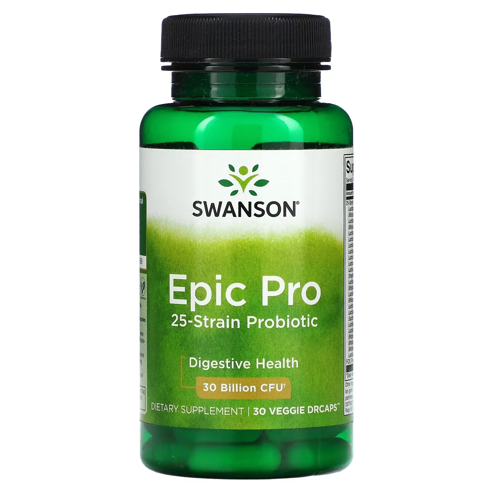 Пробиотик Swanson Epic Pro с 25 штаммами для пищеварения, 30 вегетарианских капсул - фото