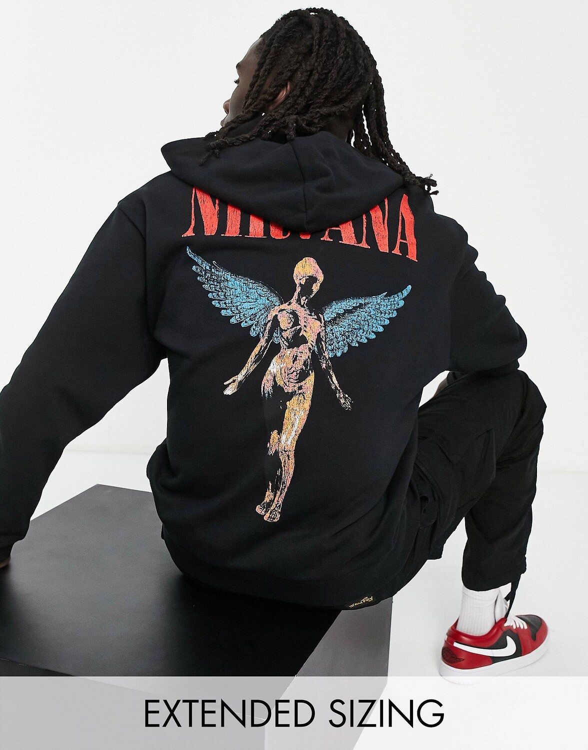 

Черная толстовка оверсайз с принтом Nirvana ASOS DESIGN