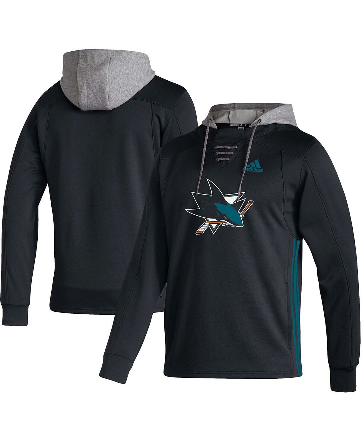 

Мужская черная толстовка с капюшоном san jose sharks skate lace aeroready adidas, черный