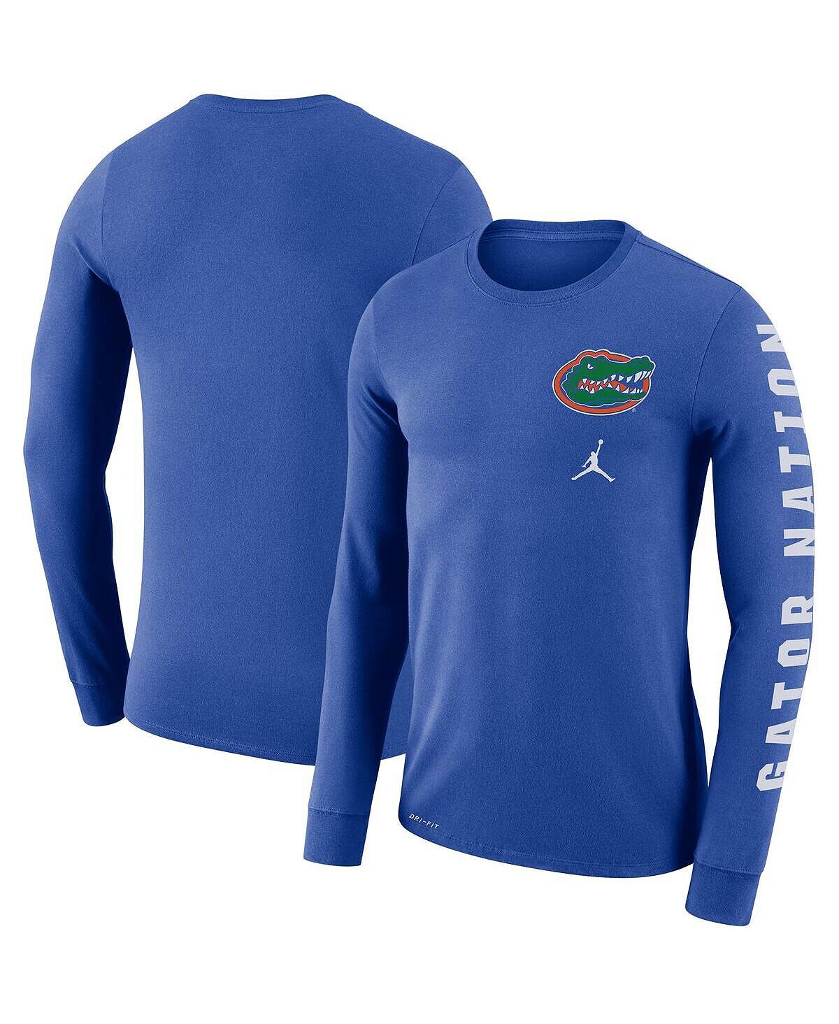 

Мужская брендовая футболка с длинным рукавом royal florida gators local mantra performance Jordan