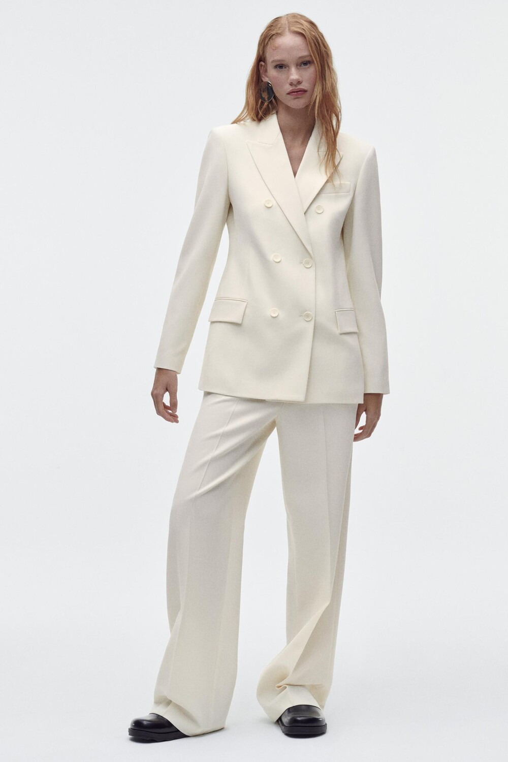 

Брюки прямого кроя в минималисте ZARA, экру
