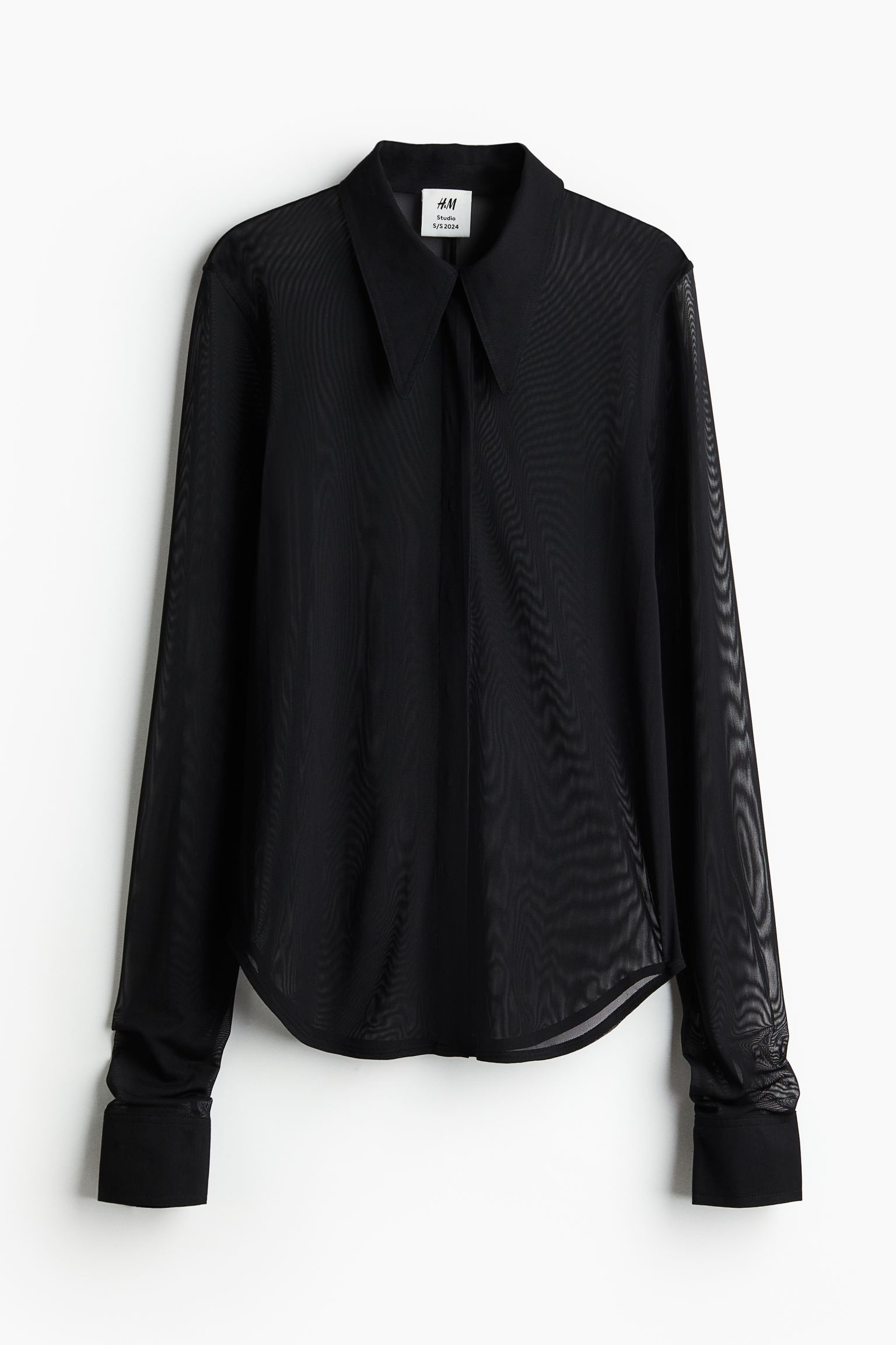 Рубашка H&M Studio Collection Fitted Mesh, черный