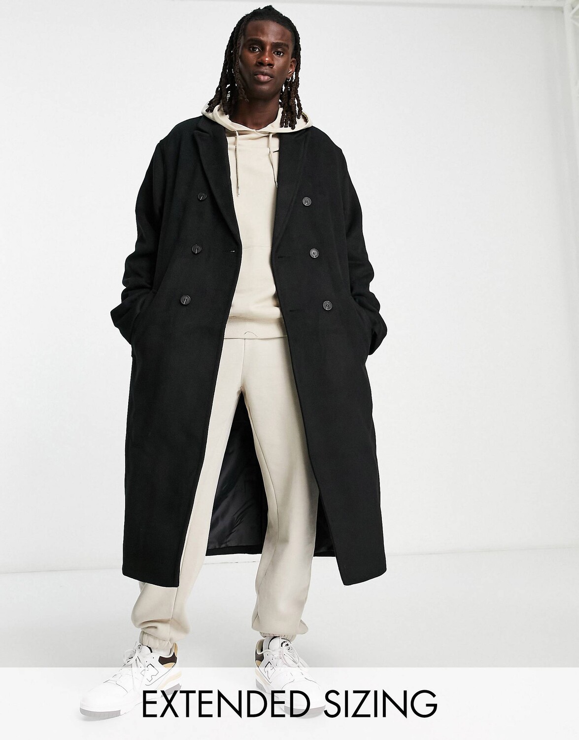 

Черное пальто свободного кроя из смесовой шерсти ASOS DESIGN, Черный