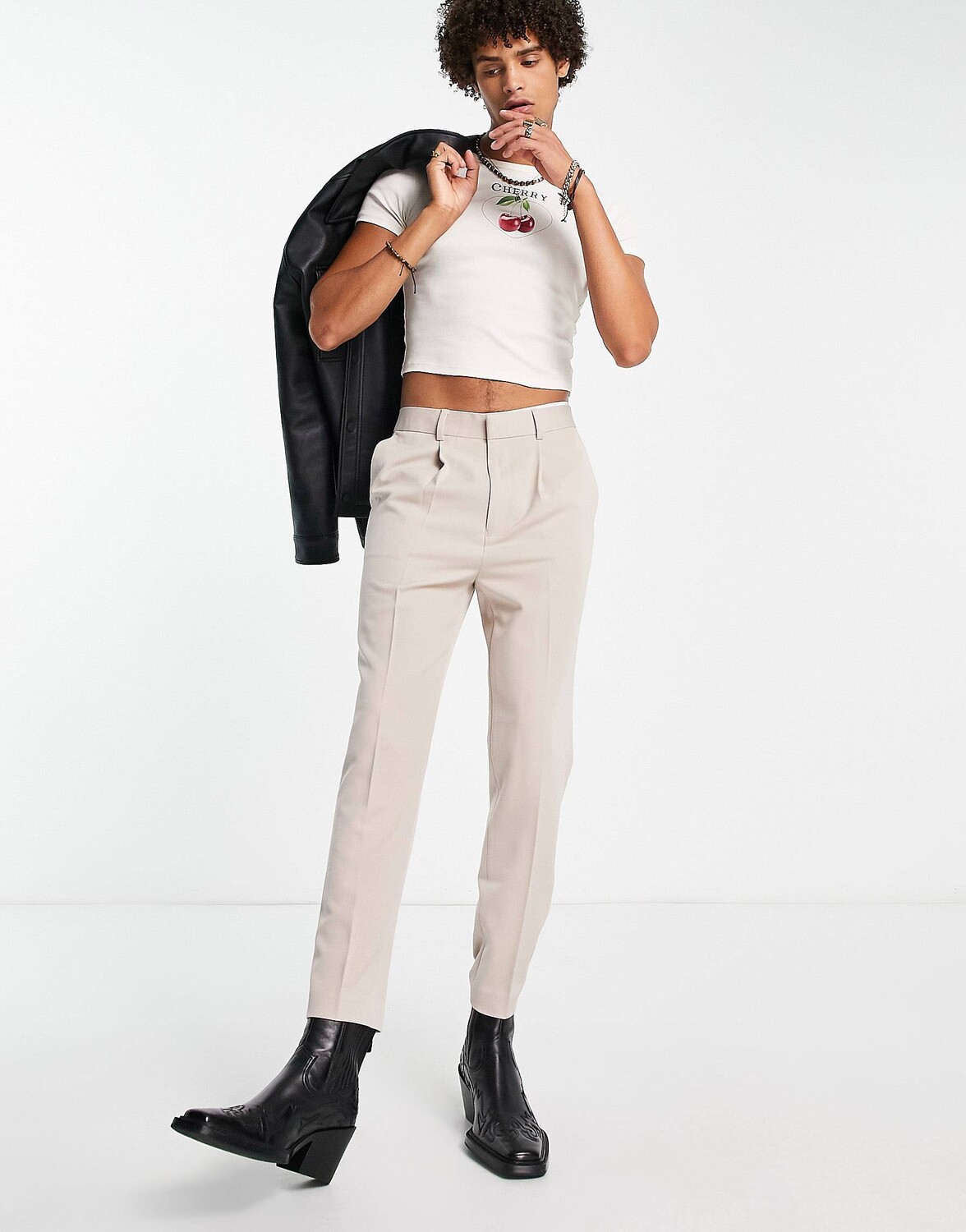 

Элегантные зауженные брюки из камня ASOS DESIGN, Серый
