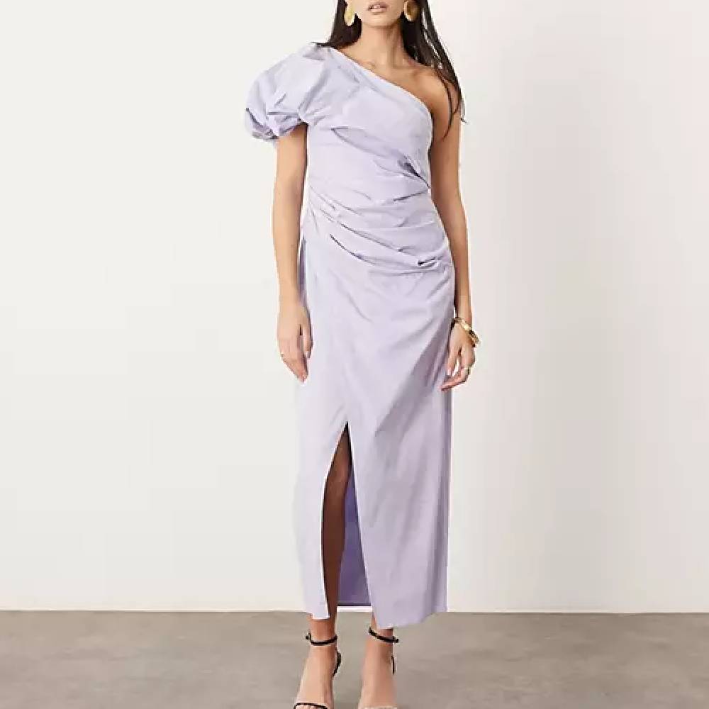 Платье Asos Edition One Shoulder Ruched Maxi, сиреневый сиреневое небо