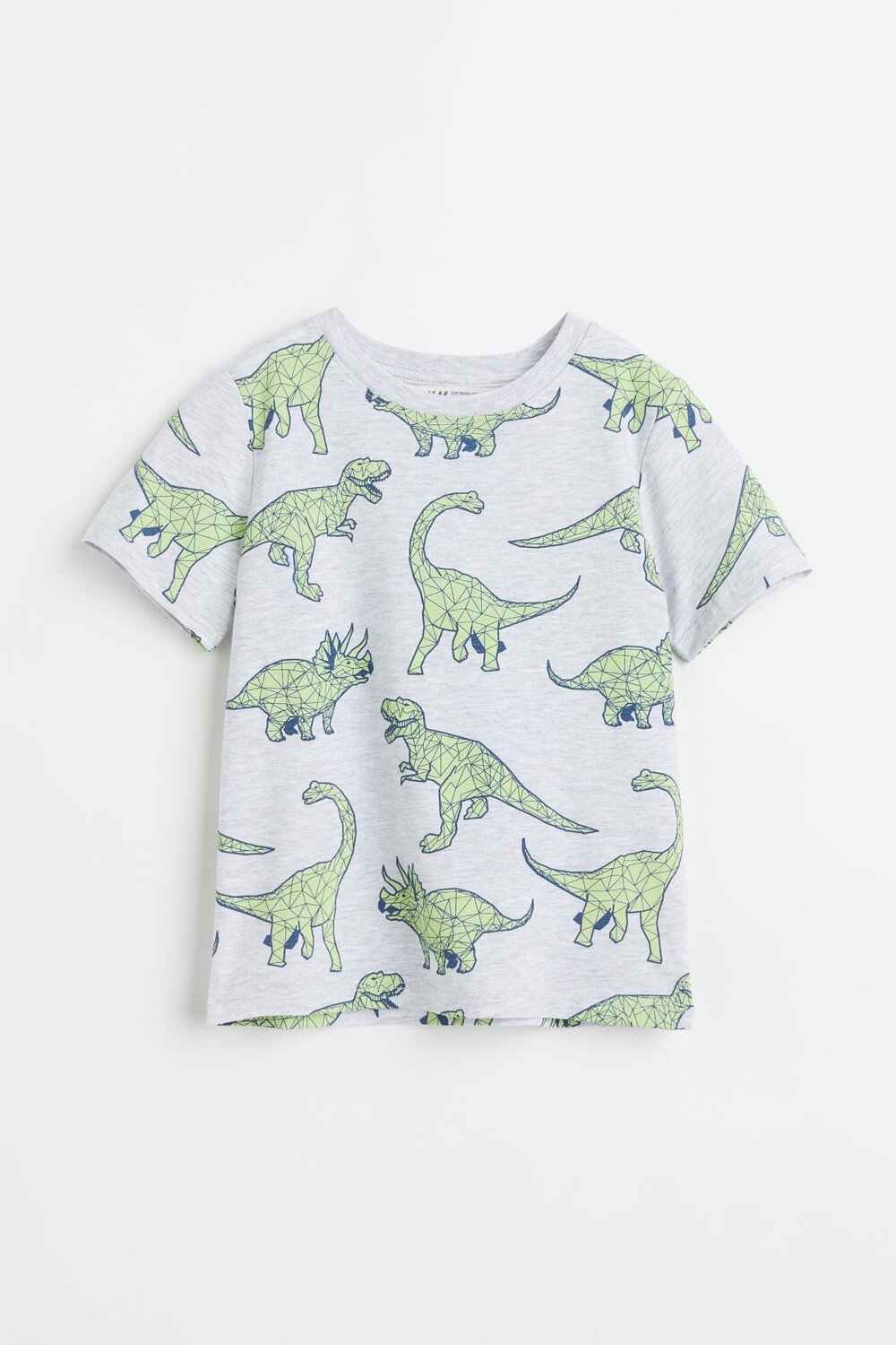 

Футболка с принтом H&M Dinosaurs, светло-серый меланж