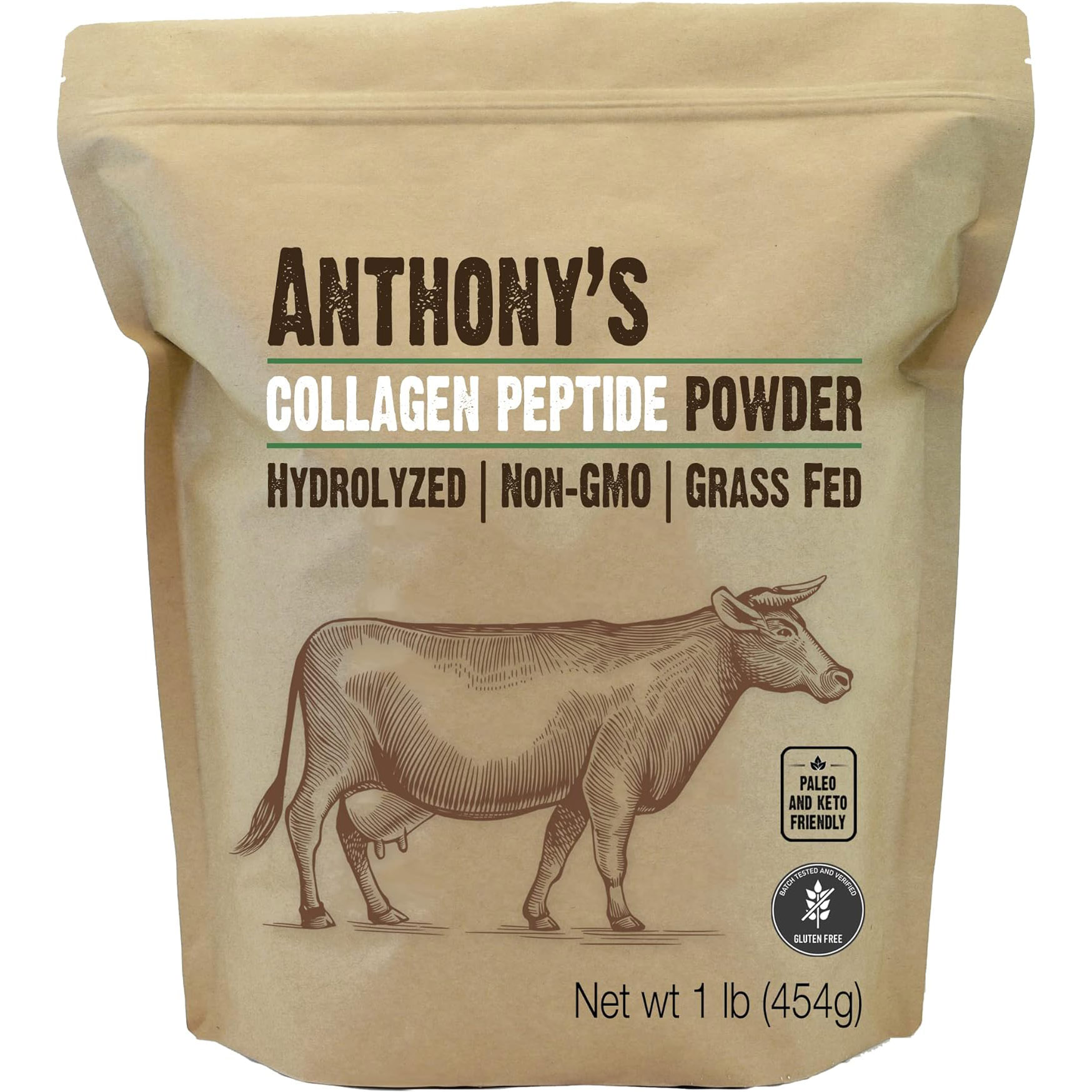 Коллаген Anthony's Goods Peptide Powder Hydrolyzed, 454 гр коллагеновый порошок osavi kolagen typu i i iii 600 гр
