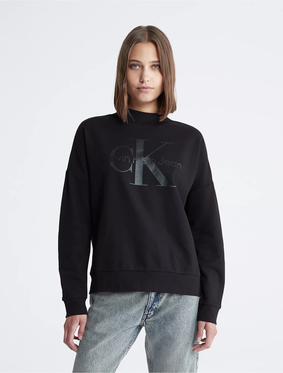 

Свитшот Calvin Klein Monogram Logo Mock Neck, черный