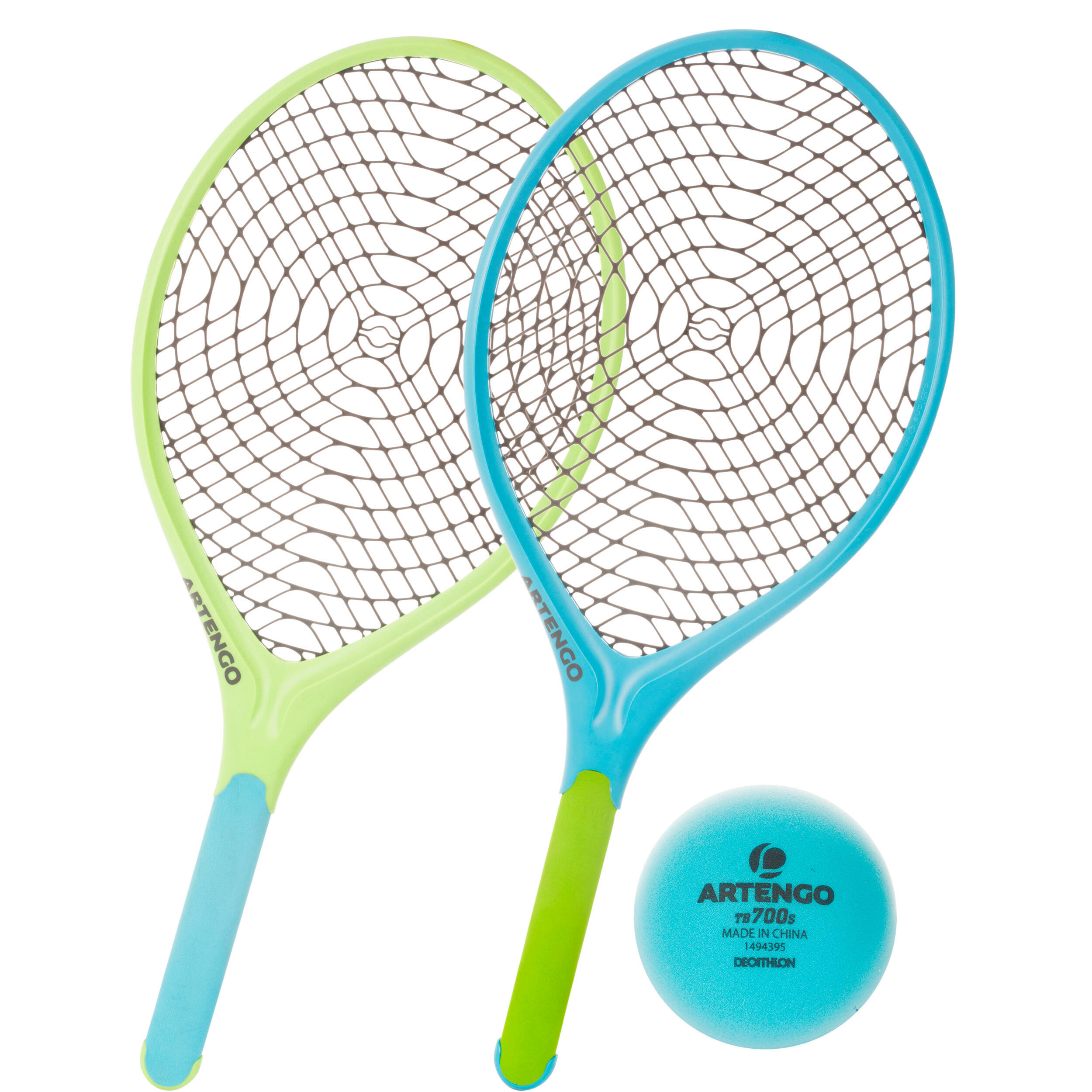 Теннисный набор Funyten 2 ракетки и 1 мяч синий/зеленый ARTENGO, лазурно-синий/неоново-зеленый