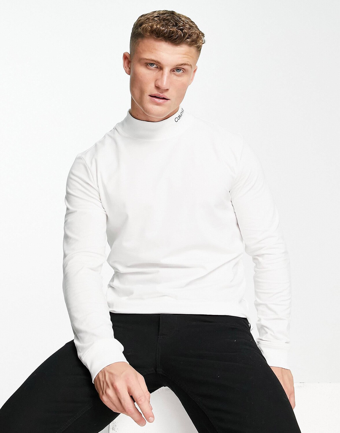 

Белая облегающая эластичная футболка Calvin Klein, Белый