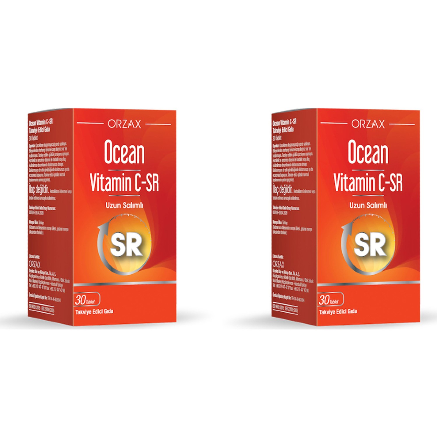 Витамин C-Sr Orzax Ocean 500 мг, 2 упаковки по 30 таблеток витаминные капли orzax ocean d3 k2 20 мл витамин c ocean 1000 мг 30 таблеток