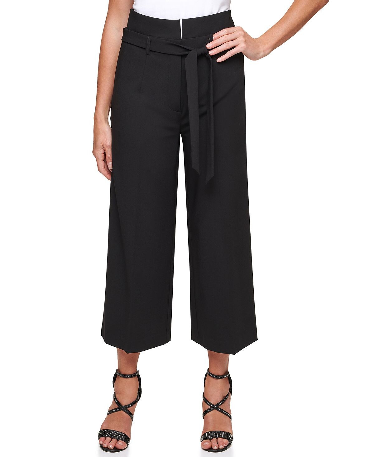

Укороченные брюки petite wide leg DKNY, черный