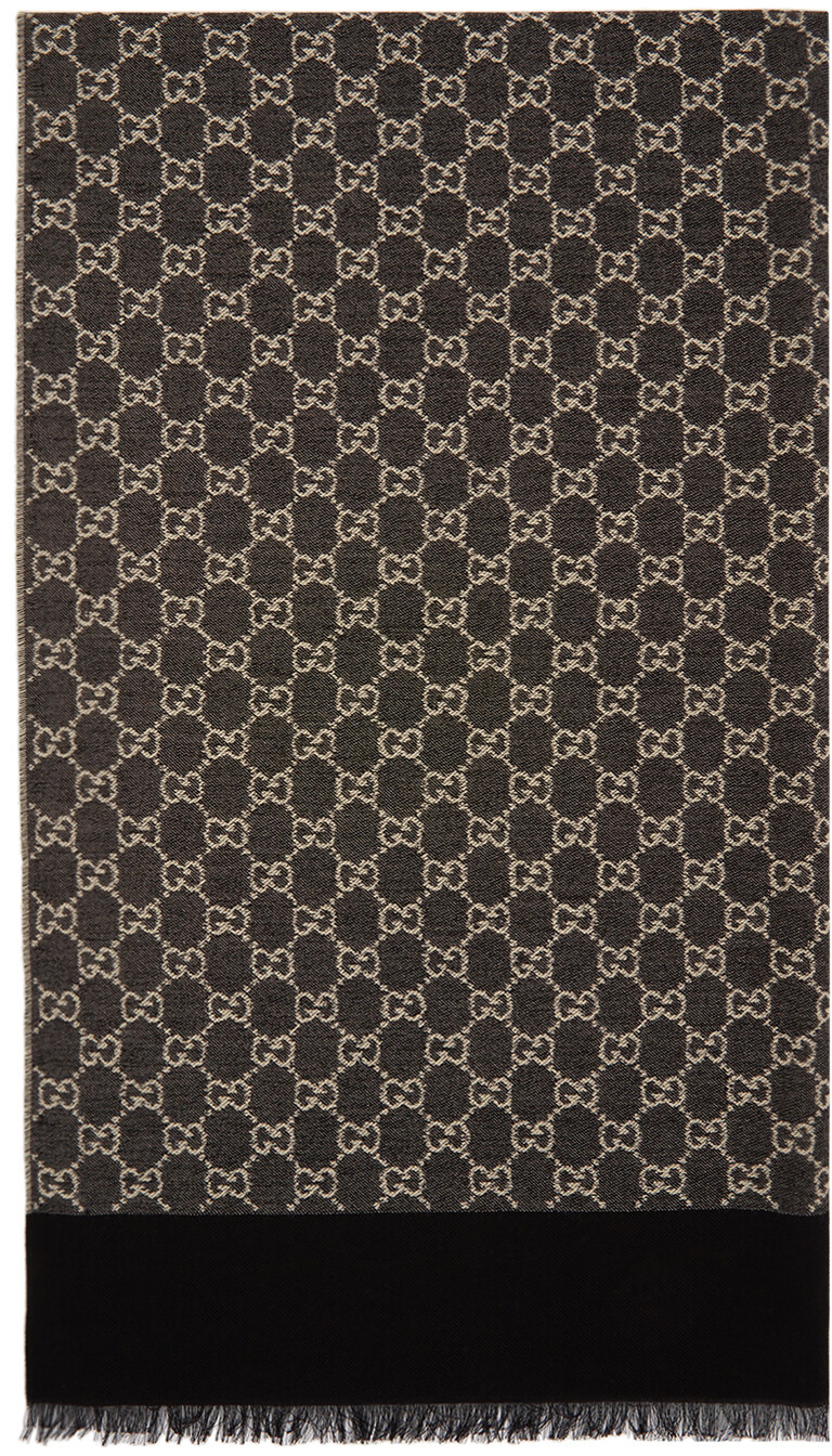 

Черный жаккардовый шарф с узором GG Gucci