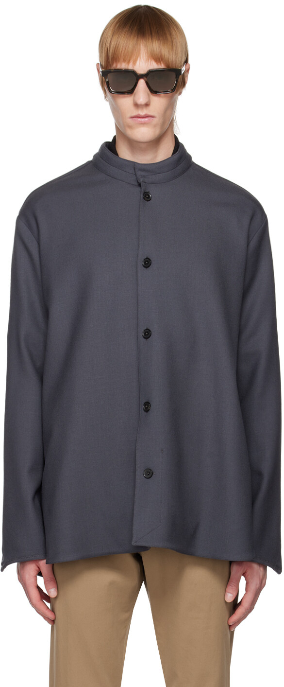 

Серая рубашка с утепленным воротником ZEGNA