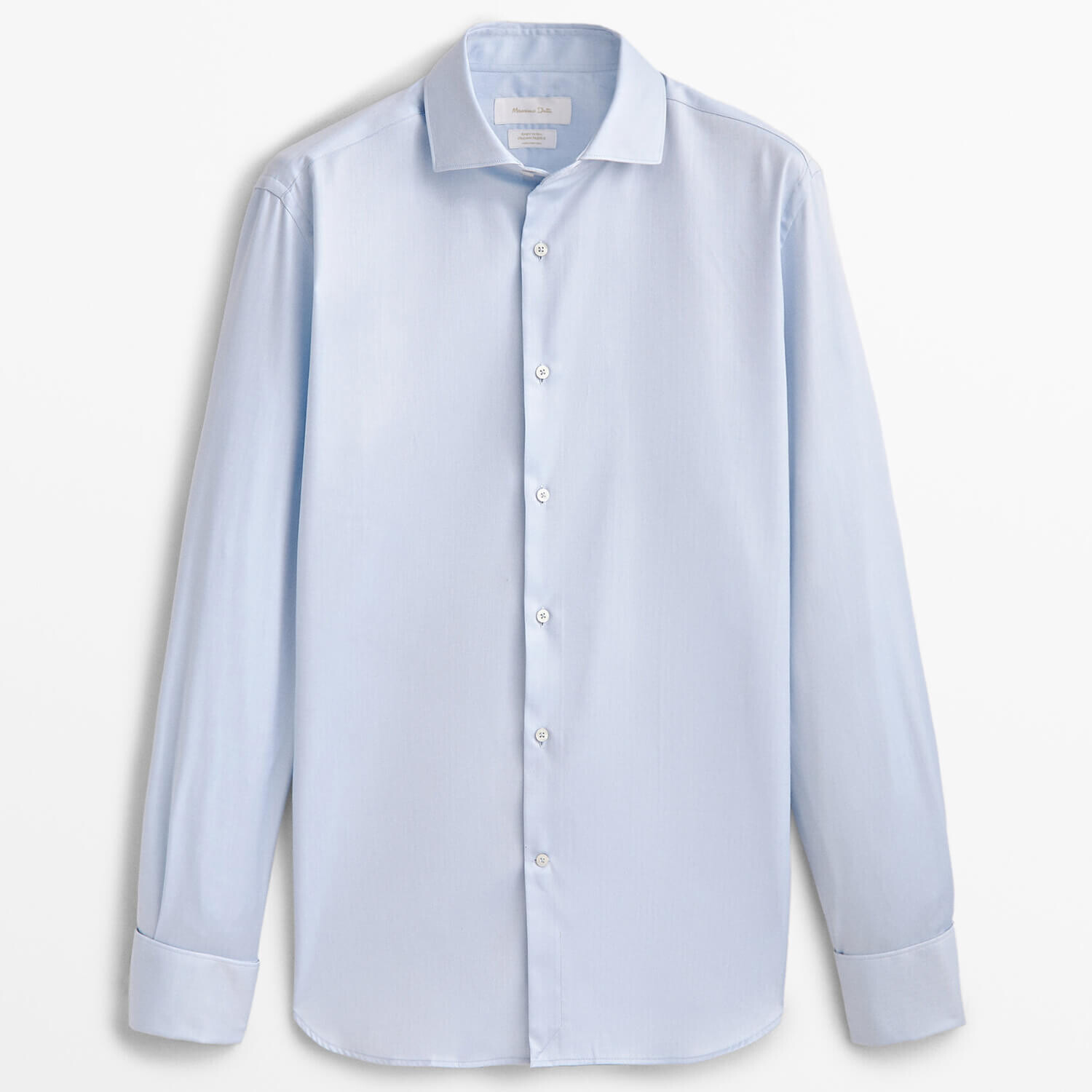 

Рубашка Massimo Dutti Regular Fit Herringbone With Double Cuffs, голубой