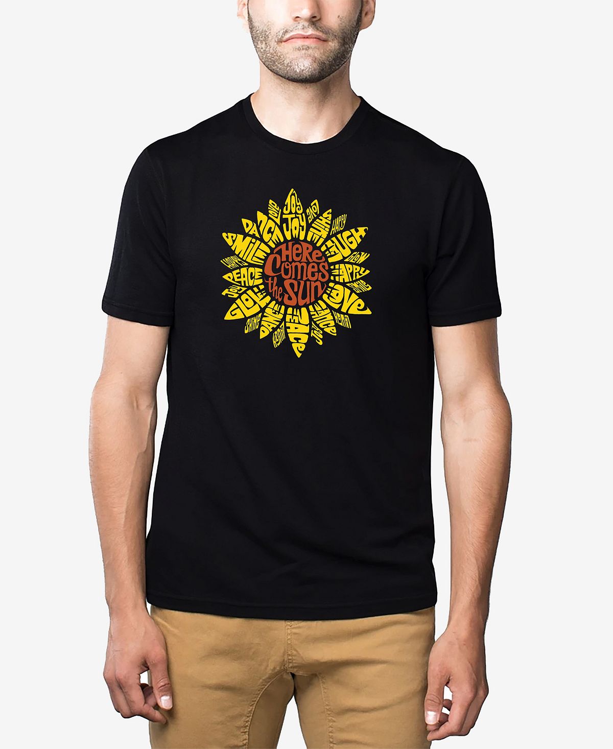 Мужская футболка premium blend word art sunflower LA Pop Art, черный