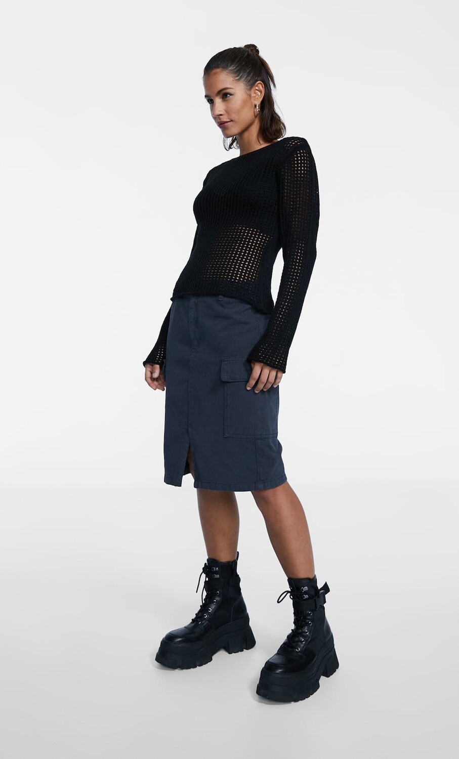 

Юбка cargo с передним швом Stradivarius, серый