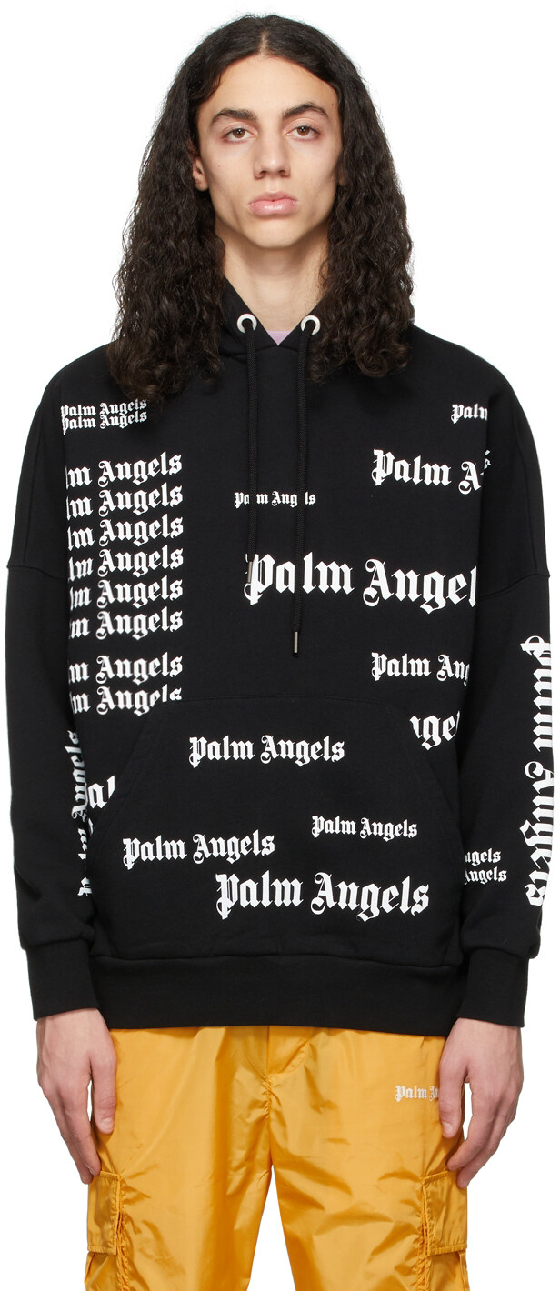 

Черный - Худи с логотипом по всей поверхности Palm Angels