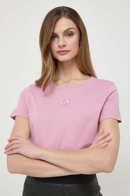 

Хлопковая футболка Pinko, розовый