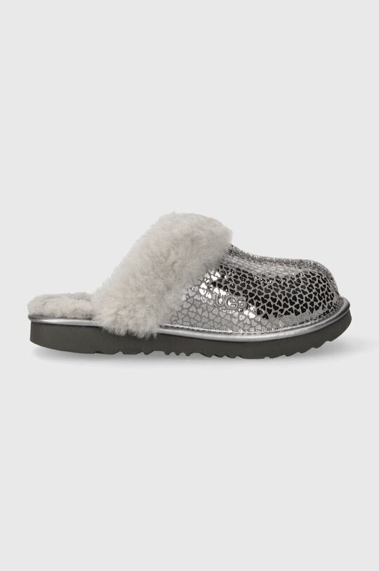 

Детские кожаные тапочки UGG K COSY IIEL HEARTS, серебро