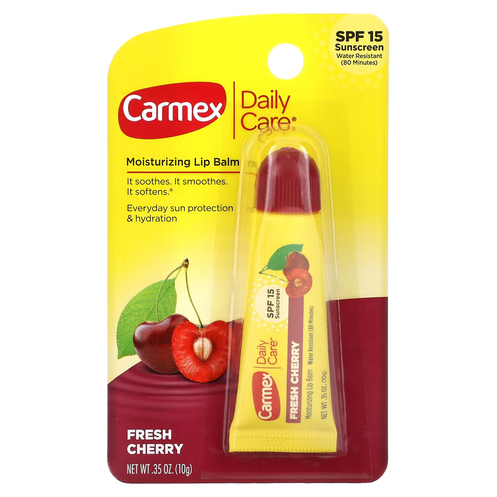 Бльзам увлажняющий для губ Carmex Daily Care SPF 15 свежая вишня, 10 г carmex бальзам для губ daily care клубника spf 15 10 г 0 35 унции