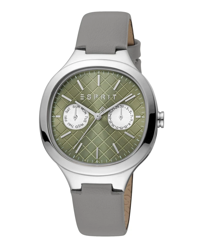 

Аналоговые часы с кожаным ремешком и датой. Esprit, серый