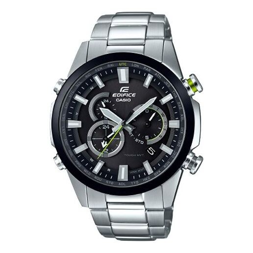 

Часы CASIO EDIFICE Solar Powered Waterproof Sports Sapphire Crystal Stainless Steel Strap Mens Silver/Green Analog, цвет silver/green