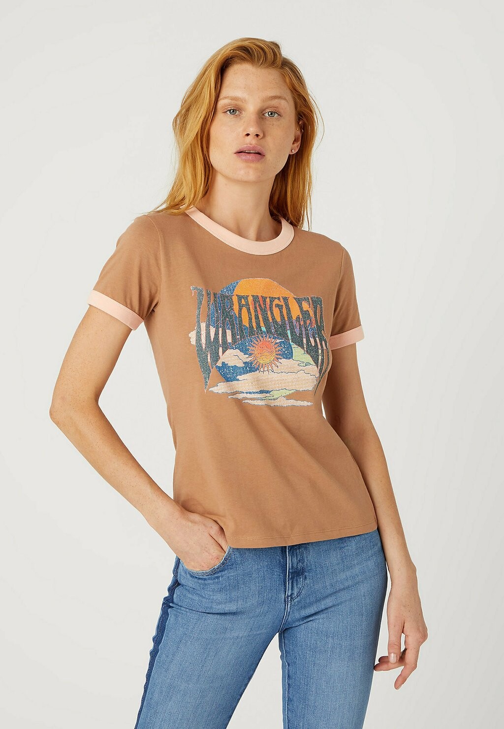 

Футболка с принтом Wrangler, коричневый