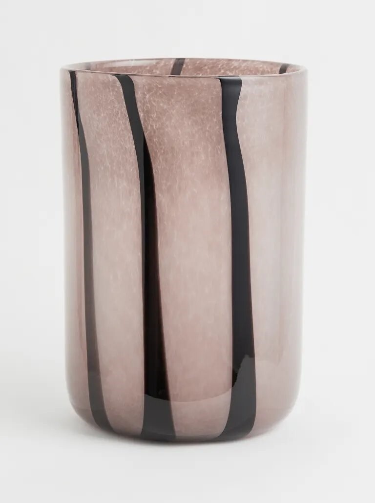 

Ваза H&M Home Large Glass, бежевый/чёрный