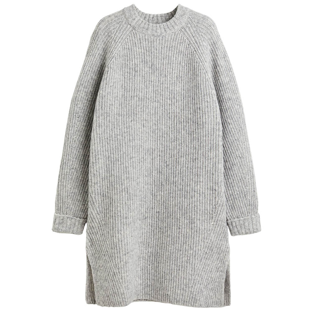 

Платье-свитер H&M Ribbed Knit, светло-серый/мергель