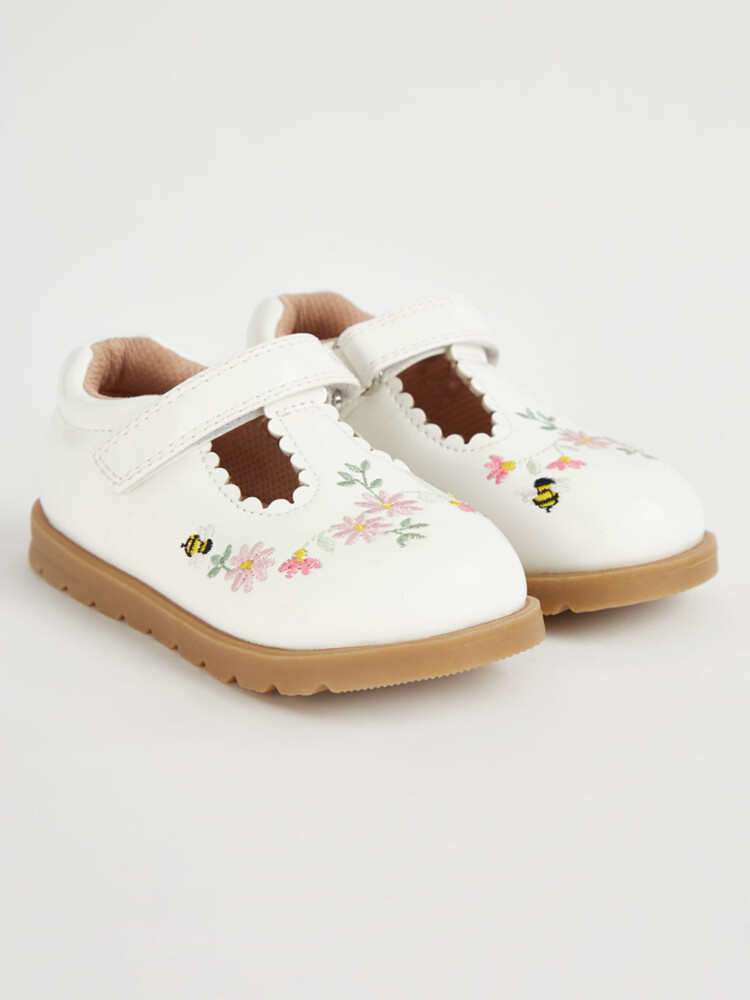 

Белые кроссовки Easy On Easy Wear First Walkers с Т-образным ремешком и цветочным принтом George., белый