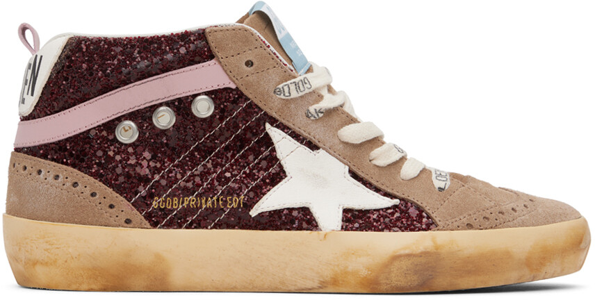 

Кроссовки SSENSE Exclusive Burgundy и Taupe Mid Star Golden Goose