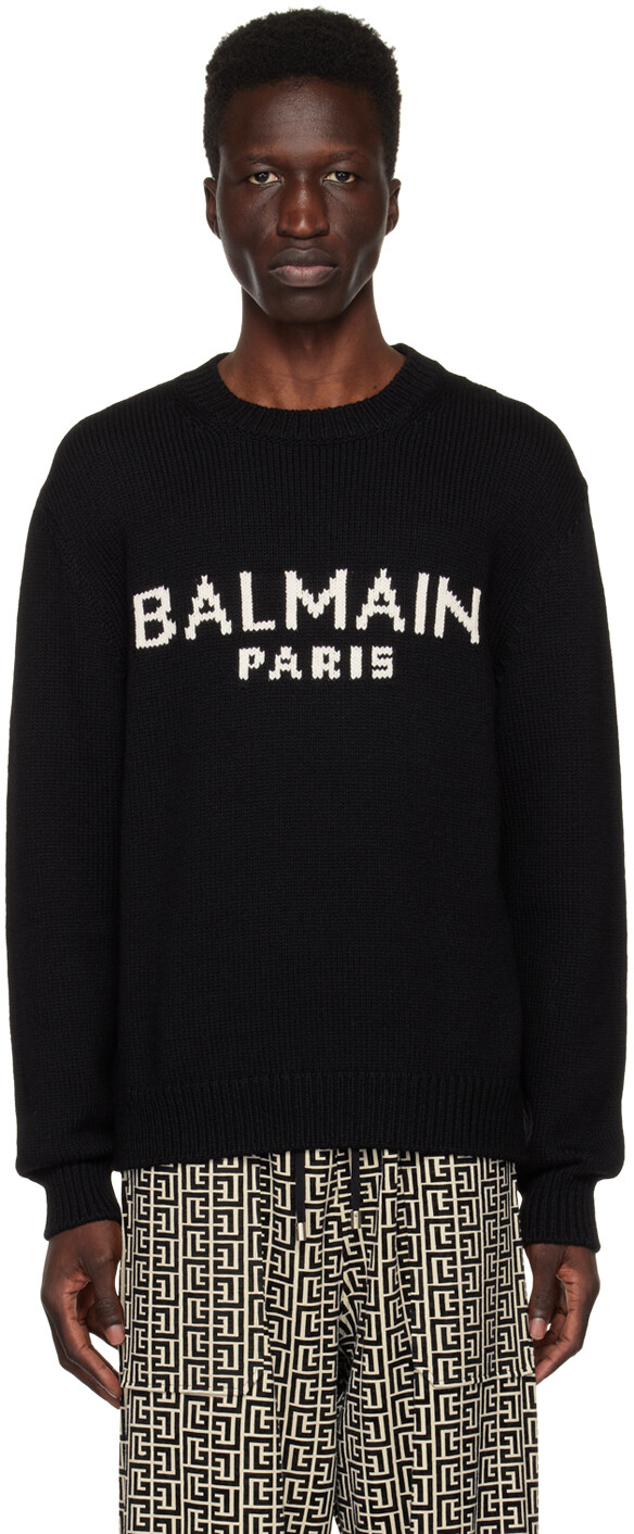 

Черный жаккардовый свитер Balmain